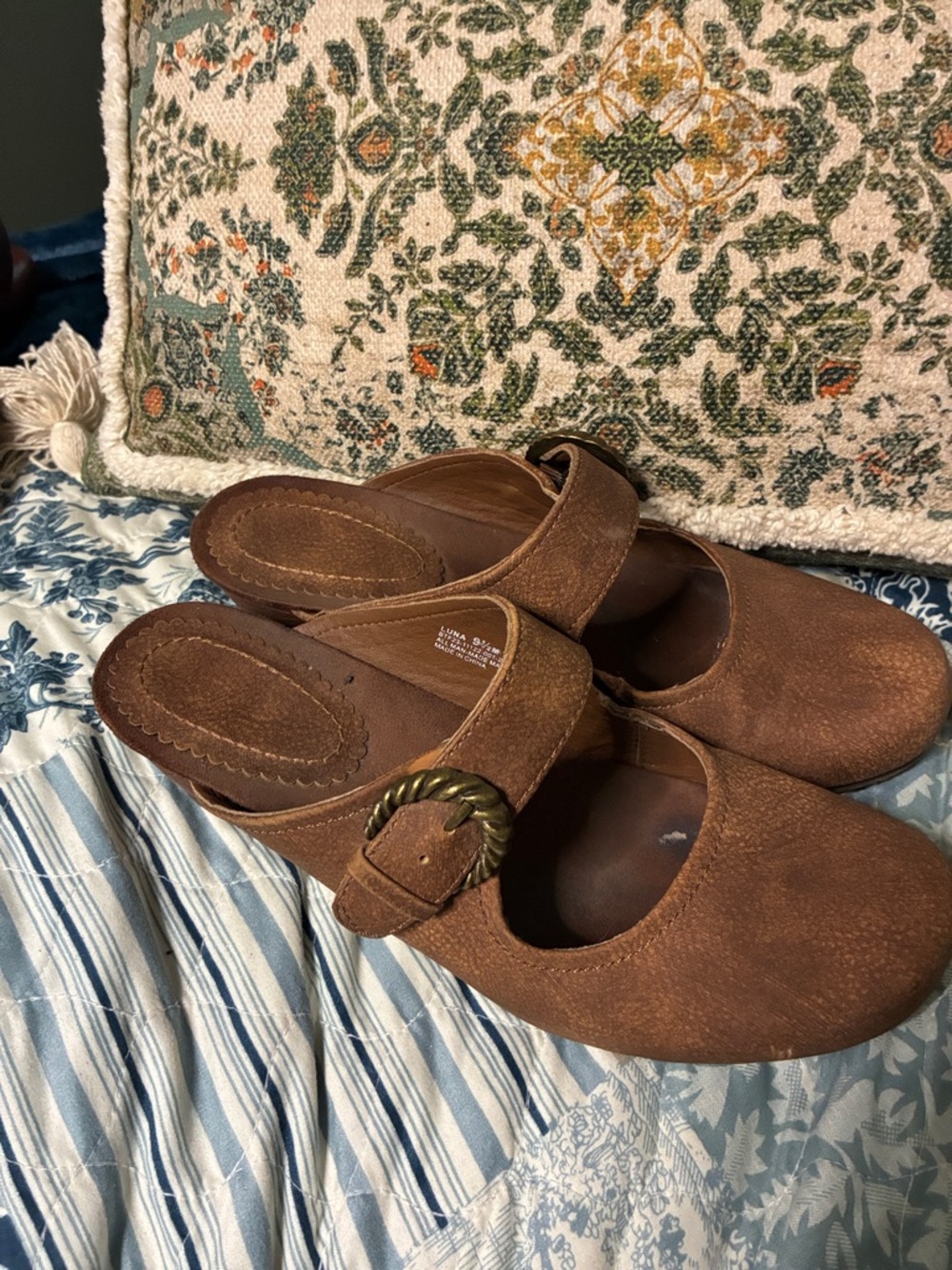 BareTraps Brown Suede Mule Clogs with Buckle